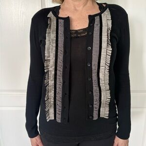 Vintage CAbi Elegant Black and Gray Women's Sweater